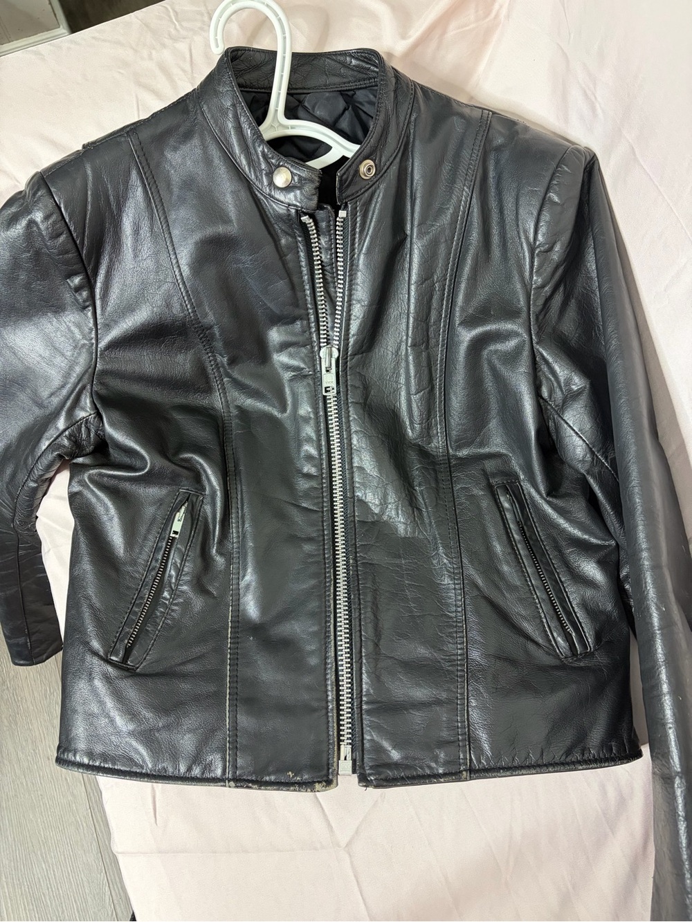 Classic Vintage Black Leather Jacket - Women's Zip Front. Wore this in 1988!